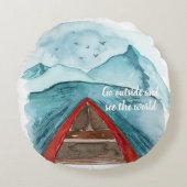 水の色モダン自然シーザワールド引用文 ラウンドクッション (正面)