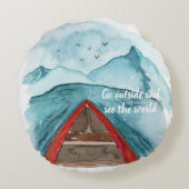 水の色モダン自然シーザワールド引用文 ラウンドクッション (裏面)