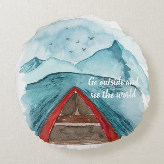 水の色モダン自然シーザワールド引用文 ラウンドクッション (裏面)