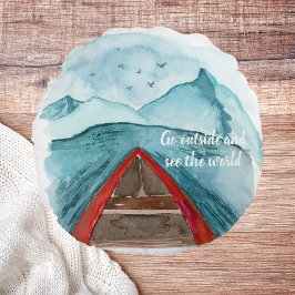 水の色モダン自然シーザワールド引用文 ラウンドクッション