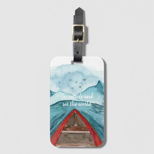 水の色モダン自然シーザワールド引用文 ラゲッジタグ (正面縦)