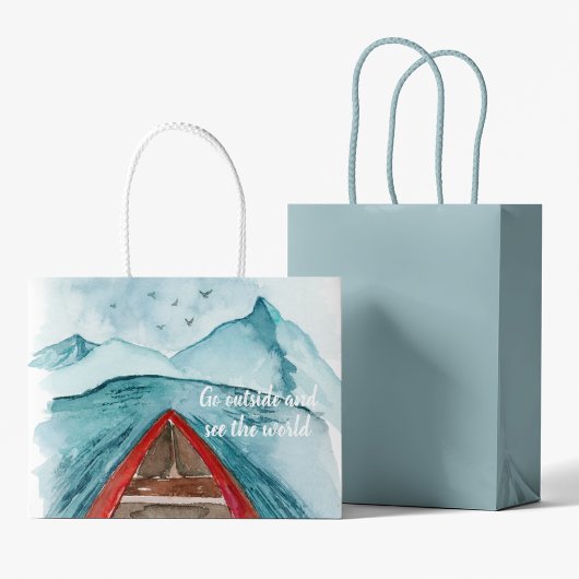 水の色モダン自然シーザワールド引用文 ラージペーパーバッグ