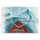 水の色モダン自然シーザワールド引用文 ラージペーパーバッグ (正面)