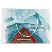 水の色モダン自然シーザワールド引用文 ラージペーパーバッグ (裏面)