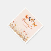 水の色モダン蝶フローラ赤ちゃんシャワー スタンダードカクテルナプキン (角)