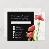 水の色モダン赤いケシのケシは黒に渦巻く 出欠カード (正面/裏面)