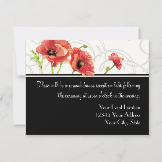 水の色モダン赤いケシのケシは黒に渦巻く 招待状 (正面)
