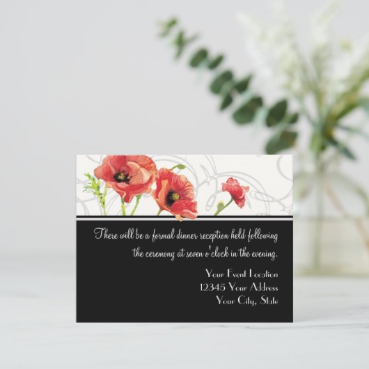 水の色モダン赤いケシのケシは黒に渦巻く 招待状 (スタンド正面)