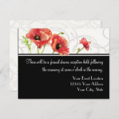 水の色モダン赤いケシのケシは黒に渦巻く 招待状 (正面/裏面)