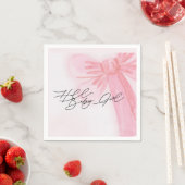 水の色モダン赤面ピンクボウハローベビーガール スタンダードカクテルナプキン (インサイチュ)