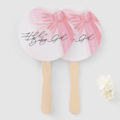 水の色モダン赤面ピンクボウハローベビーガール ハンドファン (正面&裏面)