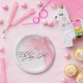 水の色モダン赤面ピンクボウハローベビーガール ペーパープレート (パーティー)