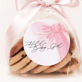 水の色モダン赤面ピンクボウハローベビーガール ラウンドシール