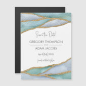 水の色モダン金ゴールドアクセントを保存する日付マグネット (正面/裏面)