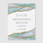 水の色モダン金ゴールドアクセントを保存する日付マグネット (正面)