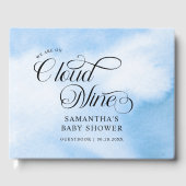 水の色モダン青の雲9赤ちゃんシャワー ゲストブック (正面)