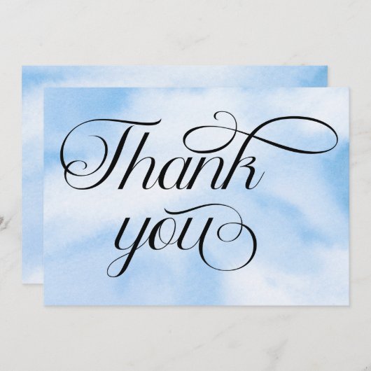 水の色モダン青の雲9赤ちゃんシャワー サンキューカード (正面/裏面)
