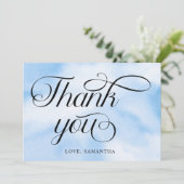 水の色モダン青の雲9赤ちゃんシャワー サンキューカード (スタンド正面)