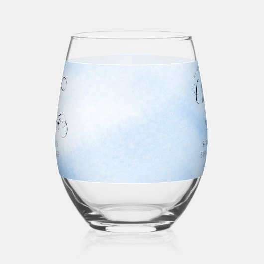 水の色モダン青の雲9赤ちゃんシャワー ステムなしワイングラス (左)