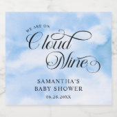 水の色モダン青の雲9赤ちゃんシャワー スパークリングワインラベル (シングルラベル)
