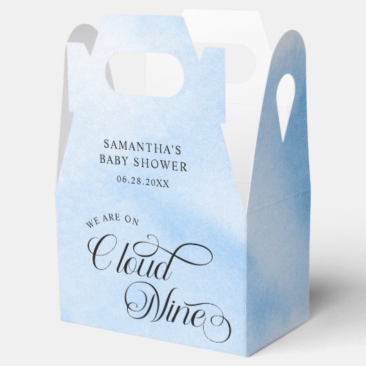 水の色モダン青の雲9赤ちゃんシャワー フェイバーボックス (オープン)
