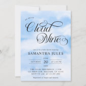 水の色モダン青の雲9赤ちゃんシャワー 招待状 (正面)