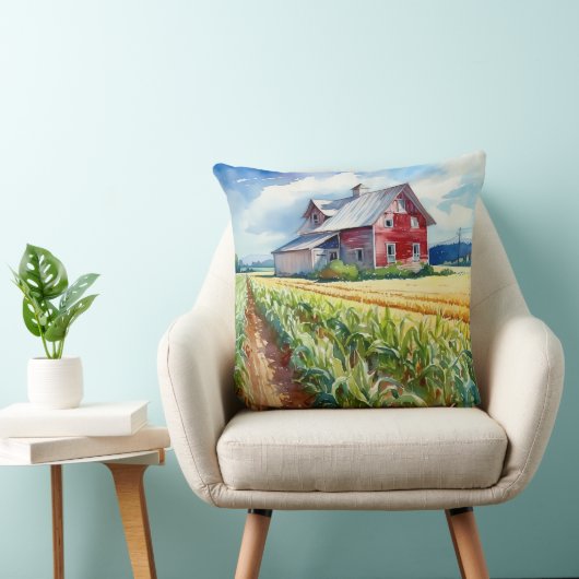 水の色モニター納屋とコーンフィールド クッション (椅子)