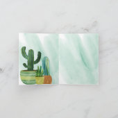 水の色モノグラムのサボテン毎日の挨拶 カード (内部)