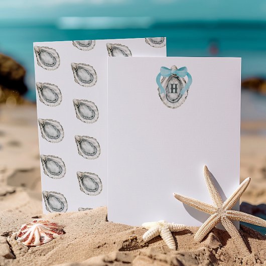 水の色モノグラムコースタルブルーボウオイスター サンキューカード