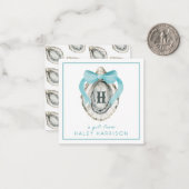 水の色モノグラムコースタルブルーボウオイスター ノートカード (正面/裏面インサイチュ)