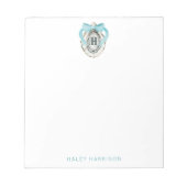 水の色モノグラムコースタルブルーボウオイスター ノートパッド (正面)