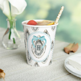 水の色モノグラムコースタルブルーボウオイスター 紙コップ