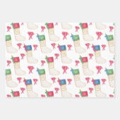 水の色モノグラムパーソナライズクリスマスストッキング ラッピングペーパーシート (正面2)