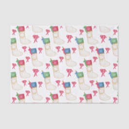 水の色モノグラムパーソナライズクリスマスストッキング 薄葉紙