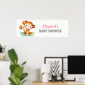 水の色モンキーガールベビーシャワーバナー ポスター (ホームオフィス)