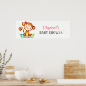 水の色モンキーガールベビーシャワーバナー ポスター (キッチン)