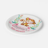 水の色モンキーガールベビーシャワー ペーパープレート (アングル)