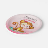水の色モンキーガールベビーシャワー ペーパープレート (アングル)