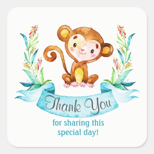 水の色モンキーボーイありがとう スクエアシール (正面)