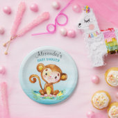 水の色モンキーボーイ赤ちゃんシャワー ペーパープレート (パーティー)