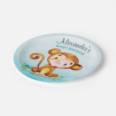 水の色モンキーボーイ赤ちゃんシャワー ペーパープレート (アングル)