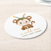 水の色モンキー熱帯葉赤ちゃんシャワー ラウンドペーパーコースター (アングル)