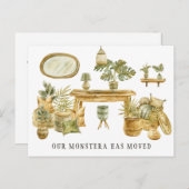 水の色モンステラの移動の発表 案内ポストカード (正面/裏面)