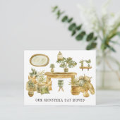 水の色モンステラの移動の発表 案内ポストカード (スタンド正面)