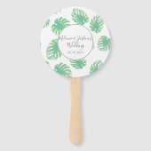 水の色モンステラ結婚のラウンド ハンドファン (正面)