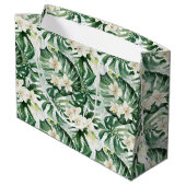 水の色モンステラ葉の花嫁付き女性ありがとう ラージペーパーバッグ (裏面アングル)