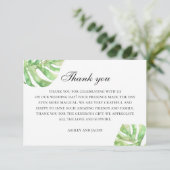 水の色モンステラ。熱帯の結婚緑 サンキューカード (スタンド正面)