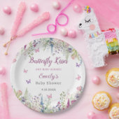 水の色モーダーかわいい蝶のフローラ赤ちゃんシャワー ペーパープレート (パーティー)