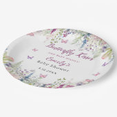 水の色モーダーかわいい蝶のフローラ赤ちゃんシャワー ペーパープレート (アングル)