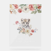 水の色ユキヒョウ赤ちゃんシャワーへようこそ アクリルサイン (正面)